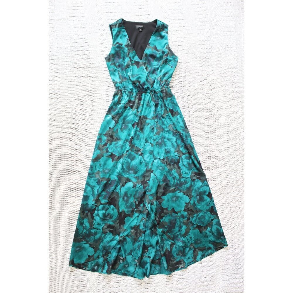Tahari Charmeuse Floral Wrap Midi Dress XS Jen (Arielle Siegel) Life & Beth - Picture 8 of 11